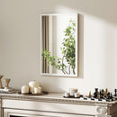 Specchio da Parete Rettangolare 40x60 cm con Ganci in Vetro e MDF Bianco      