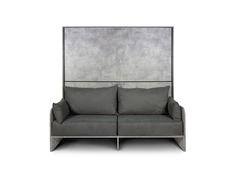 Letti Singoli a Scomparsa Salvaspazio con Sofà Kando H190,8 Cemento Grigio con Materassi