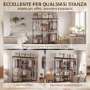 Armadio Aperto Salvaspazio 182x43x182 cm con 3 Barre Appendiabiti 5 Ripiani Struttura in Acciaio Nero      