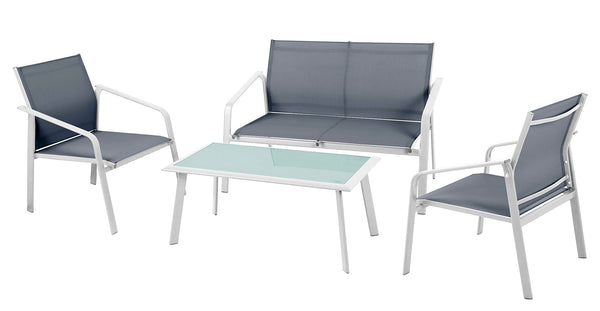 Gartenset aus Eisen und Textilene Vorghini Bergeggi Weiß und Grau online