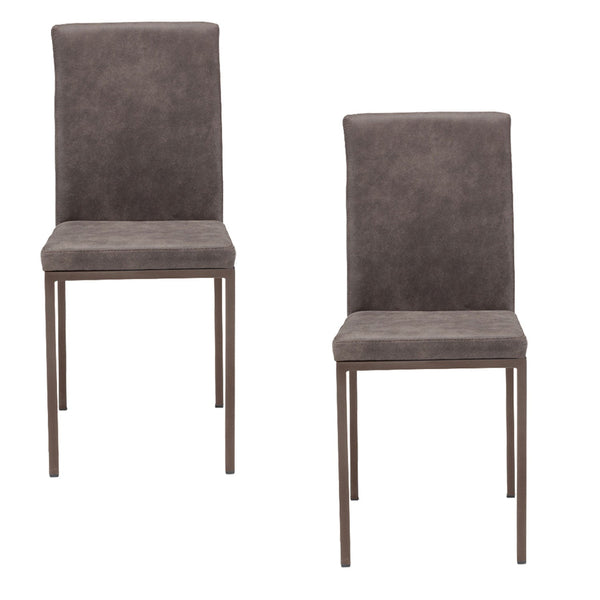 Set 2 sedie Imbottite 42x54x93 cm in Tessuto Ranger Licya Tortora / Gambe Tortora sconto