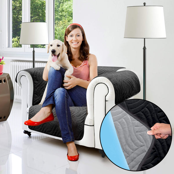 Universal gesteppter Sofabezug 1-Sitzer doppelseitig Starlyf Sofabezug schwarz und grau online