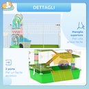 Gabbia per Criceti e Roditori 59x36x69 cm con Accessori Verde e Bianca  