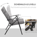 Sedia Pieghevole da Giardino 65x65x94 cm in Metallo e Tessuto Oxford Grigio