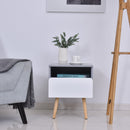 Comodino 1 Cassetto 40x34,3x50 cm in Legno MDF  Grigio e Bianco