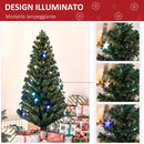 Albero di Natale Artificiale 150 cm 180 Rami 36 Luci LED e Fibre Ottiche Colorate Verde