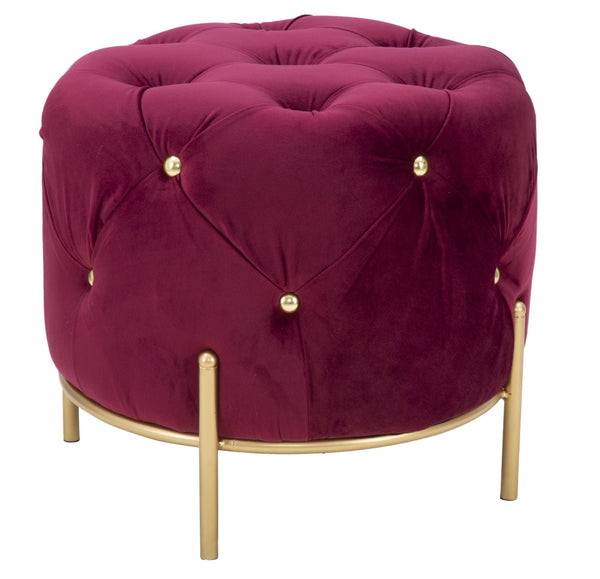 Puff Diamond Glam Bordeaux Ø45x40 cm in Eisen und MDF und Schwamm und Polyester Bordeaux und Gold prezzo