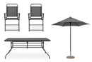 Set  da Giardino con Tavolo Ombrellone e 6 Sedie in Acciaio Pompei Antracite