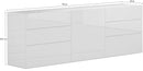 Credenza 1 Anta + 6 Cassetti 170x40x73 cm Metis Bianco Lucido