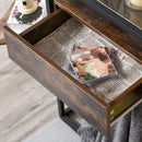 Consolle Fissa 100x35x76 cm in Metallo e Legno con Piano in Vetro 