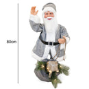 Pupazzo Babbo Natale H80 cm con Luci e Movimento Grigio