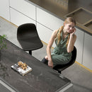 Set 2 Sgabelli da Bar con Schienale e Altezza Regolabile in Pelle PU Nero  