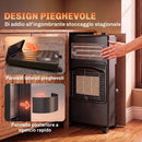 Stufa a Gas ed Elettrica Pieghevole 4,2 kW 42x45x75 cm con Sensore ODS e Protezione Antiribaltamento in Metallo Nero      
