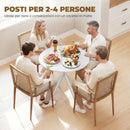 Tavolo da Pranzo Rotondo Stile Industriale Ø80x75 cm con Gambe a Croce in Acciaio Bianco      