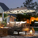 Ombrellone Doppio 292x150x220 cm con Luci LED e Manovella in Poliestere e Acciaio Beige      