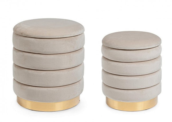 2er-Set Darina Beige Ottomane mit Aufbewahrung aus Holz online
