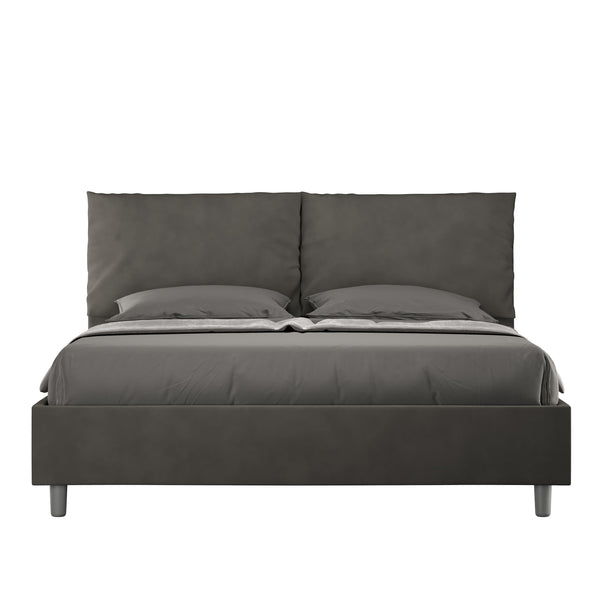 Letto Matrimoniale con Alzata Comoda Imbottito in Microfibra Antea Grigio Varie Misure sconto