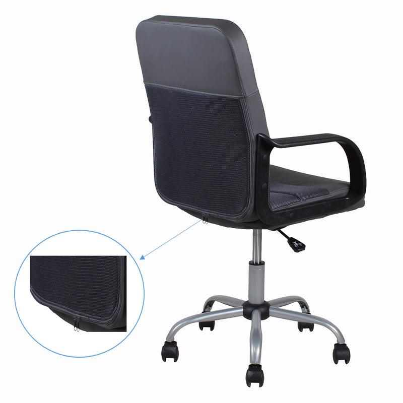 Sedia Poltrona Direzionale da Ufficio in Similpelle e Tessuto Vandi Grigio