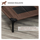Lettino per Cani Rialzato con Seduta Traspirante 61x46x18 cm in Acciaio e Tessuto Nero e Caffè