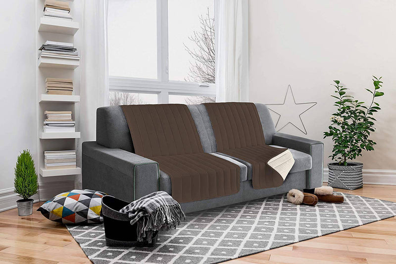 Copridivano a Fascia Doubleface Trapuntato 60x190cm Marrone/Panna