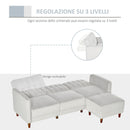 Divano Letto Angolare 218x110x66 cm con Penisola in Legno e Tessuto Grigio Chiaro