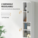 Colonna Bagno Salvaspazio 20x20x178 cm con Armadietti Ripiani Aperti e Cassetto in Legno Bianco  