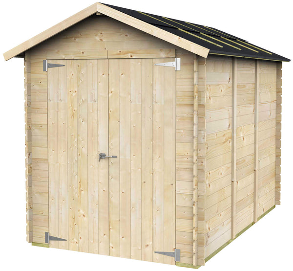 prezzo Gartenbox für Werkzeuge 178 x 273 cm mit doppelter Blindtür aus Naturholz