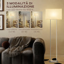 Lampada da Terra Alta 150 cm con 3 Modalità di Luce Interruttore a Pedale Paralume Effetto Lino Bianco   