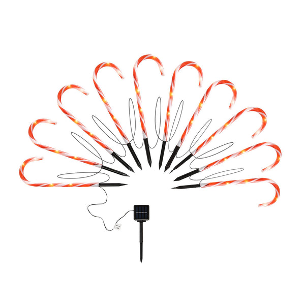 Solarbetriebene Weihnachtsbeleuchtung für den Außenbereich mit 10 Zuckerstangen sconto