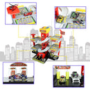 Garage Giocattolo Multilivello per Bambini Stazione dei Pompieri Elicottero e Macchinine con Luci e Suoni Multicolore      