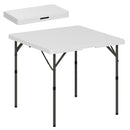 Tavolo da Campeggio 86x86x74 cm Pieghevole con 2 Altezze Regolabili in HDPE e Metallo Bianco   