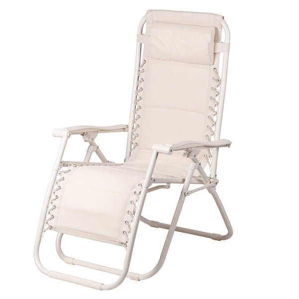 Sedia Gran RelaxImbottita Reclinabile E Richiudibile 65x90x110 cm in Acciaio PVC e Poliestere Avorio Rio Plus sconto