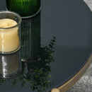 Tavolino da Caffè con Piano in Vetro Temperato Ø85x41 cm Base in Metallo Nero e Oro