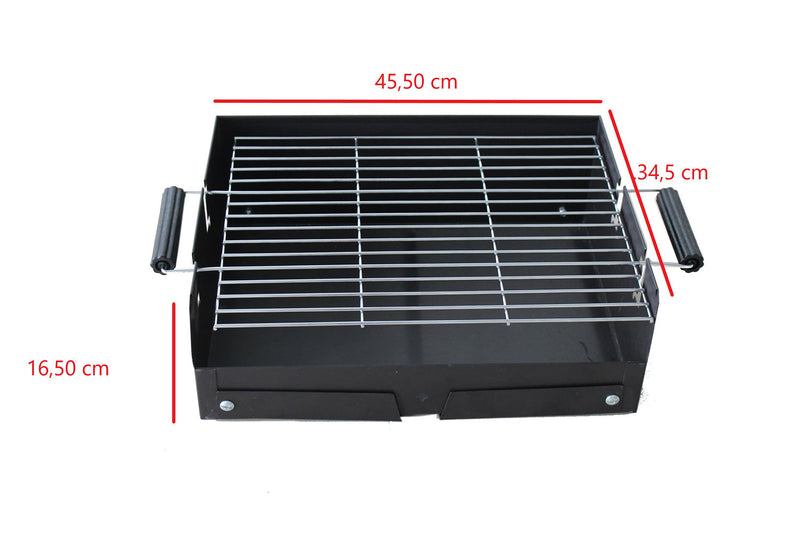 Barbecue a Carbone 50,5x34,5x31,5 cm Pieghevole in Acciaio Adventure Nero