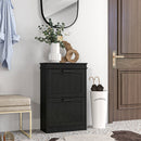 Scarpiera Salvaspazio Design Moderno 2 Cassetti Ribaltabili 54x24x82,5 cm Nero 