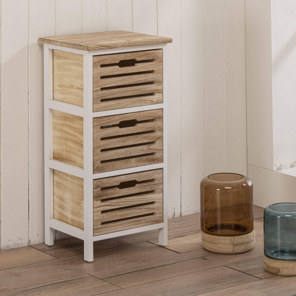 Kommode mit 3 Schubladen 35 x 30 x 70 cm Burnt-Effekt-Finish Serena White/Holz acquista
