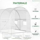 Serra a Tunnel 300x200x190 cm con 4 Finestrelle e Ingresso a Zip Acciaio Zincato e PE Bianco  