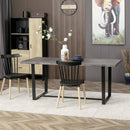 Tavolo Rettangolare 180x90x75 cm Max 8 Persone in MDF e Acciaio Grigio e Nero