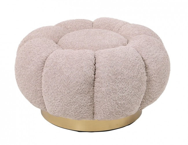 Pouf Ø 65x35 cm Florel in Bouclè Rosa Antico
