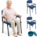 Sedia Wc per Anziani e Disabili 57x49x84-99,5 cm con Vaso Rimovibile e Cuscini Blu      
