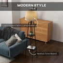 Lampada da Terra Ø42x166 cm in Metallo e MDF Nero e Marrone
