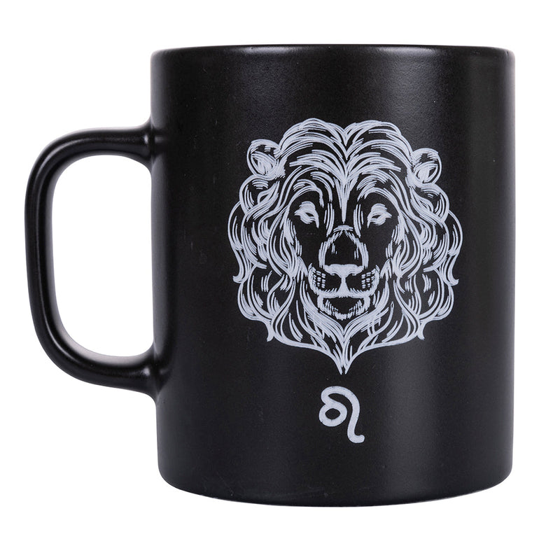 Tazza Zodiaco "leone" Ø8x10 cm in Bone China VdE Tivoli 1996 Nero