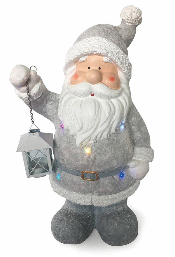 sconto Leuchtende Weihnachtsmannpuppe 4 LED in Magnesia H48 cm Soriani Grey