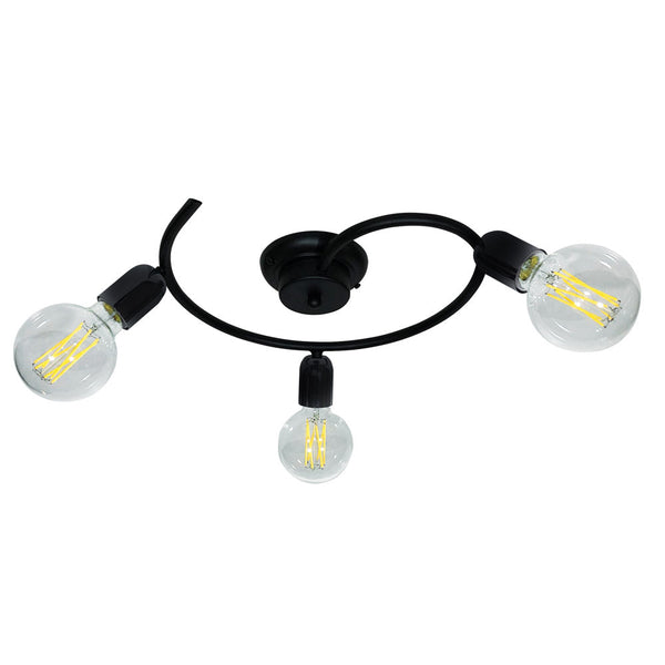Deckenleuchte 3xE27 schwarz lackierter Rahmen E-Energy Daniela sconto