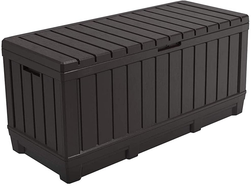 Baule Cassapanca da Esterno 128x59x53,6 cm in Resina Effetto Legno Keter Kentwood Marrone