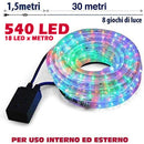 Tubo Luminoso LED 30 m 540 Luci da Interno ed Esterno IP44 Multicolore      