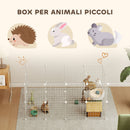 Recinto per Animali Domestici Piccoli con 36 Pannelli Modulabili con Porta in Metallo Bianco      