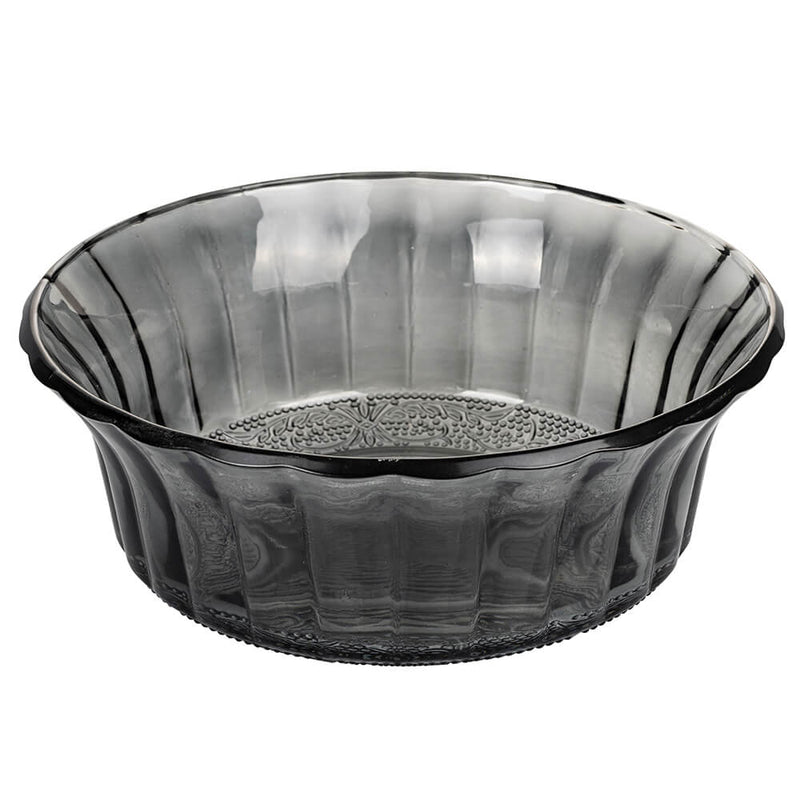 Set 2 Insalatiere con Decoro in Rilievo in Vetro VdE Tivoli 1996 Imperial Fumè e Grigio