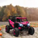 Macchina Elettrica per Bambini UTV 12V con Cintura Telecomando Sospensioni USB 3-7 km/h Rosa      