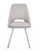 Set 2 Sedie 45x49,5x85 cm Kashar in Tessuto Grigio Chiaro